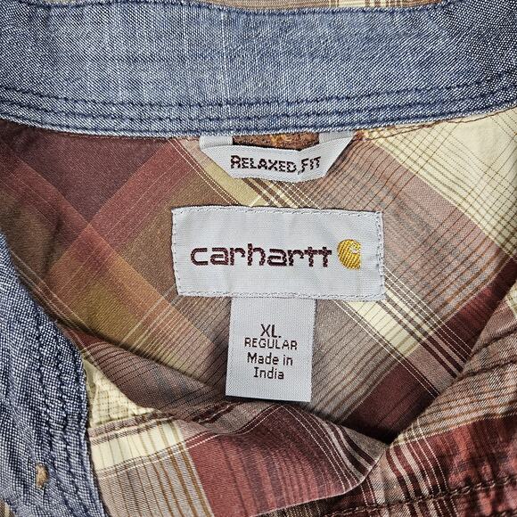 Carhartt Rugged Flex Relaxed Fit Lightweight Long-Sleeve Snap-Front Plaid Shirt - Picture 7 of 8